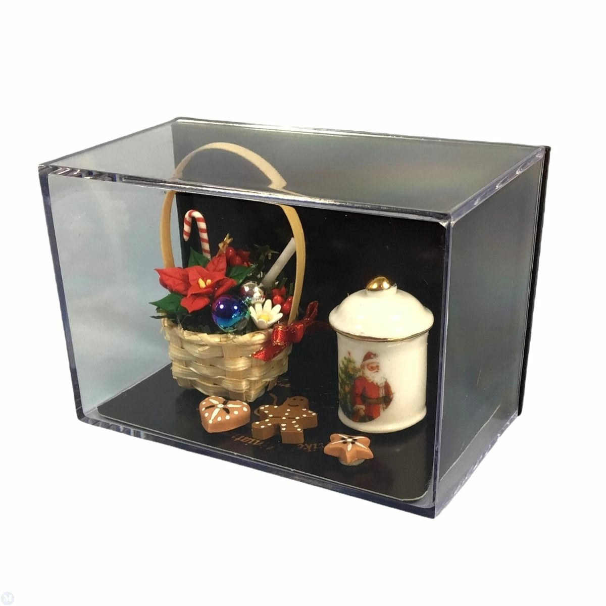 Dolls House Christmas Flowers Jar Plate and Cookies Miniature Reutter Accessory Xmas