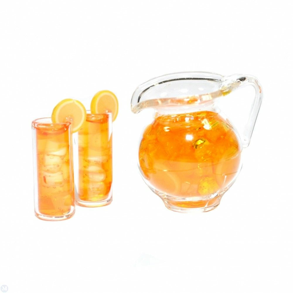 Miniature Dolls House Kitchen Shop Store Cafe Accessory Jug of Iced Tea with Glasses 12th scale