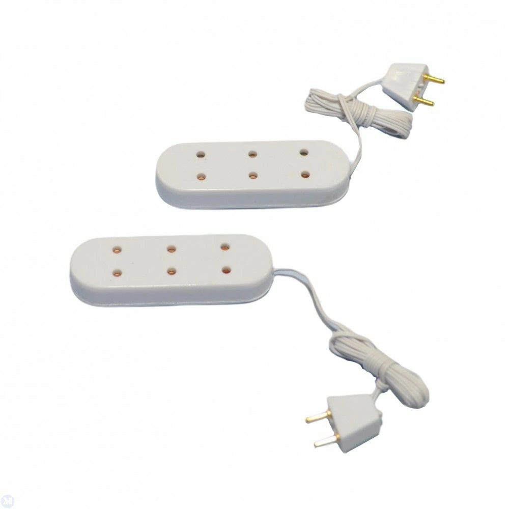 Pack of 2 Triple Socket Extension Cords Dolls House Lighting Spare Part 3 socket extension leads