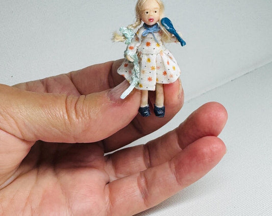 Miniature polymer clay ooak girl toy dolly 1:24 scale