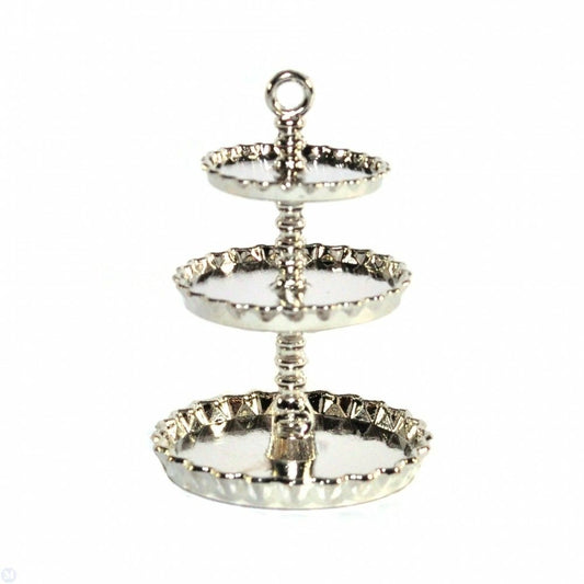 Miniature Dolls House Kitchen Shop Store Cafe Accessory Silver Cake Stand 12th scale